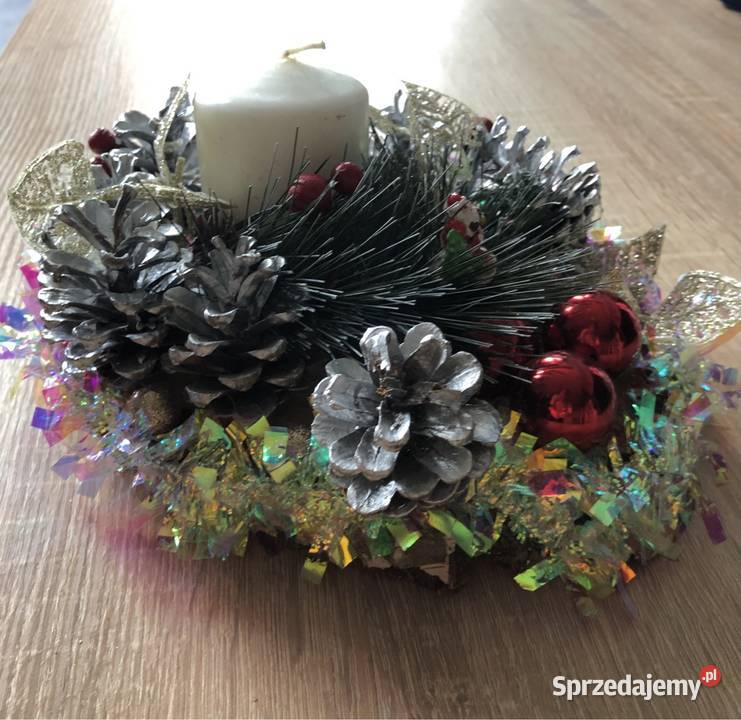 Stroik świąteczny na stół z Mikołajem wielokolorowy wielkopolskie Kłodawa