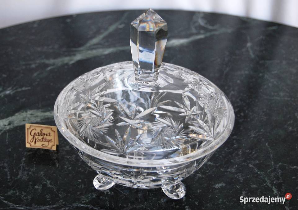 Bomboniera kryształowa kryształ szlifowany PRL przezroczysty lubelskie Lublin
