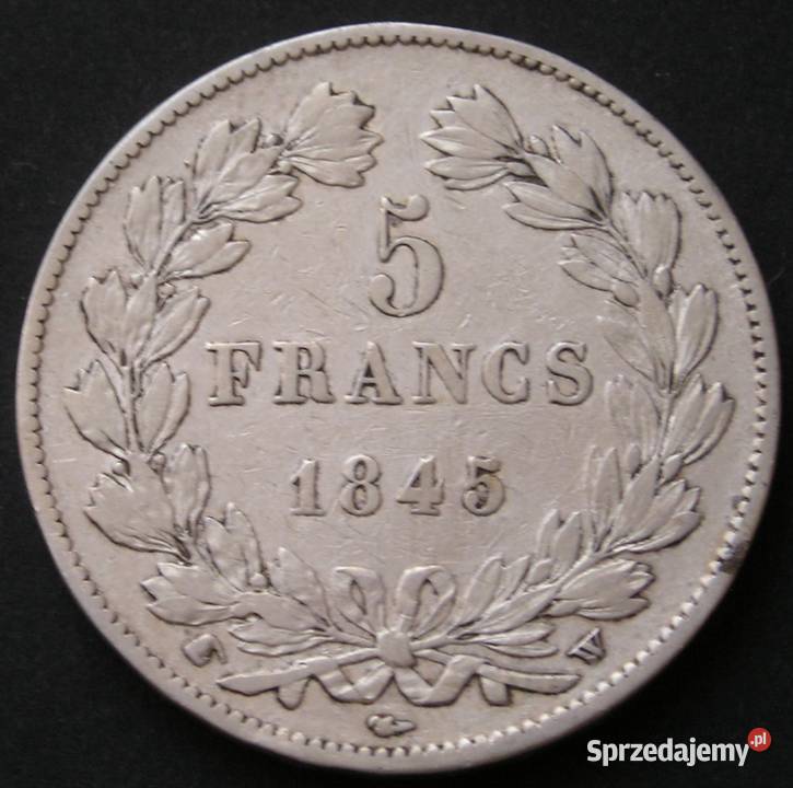 Francja 5 franków 1845 SREBRO Ludwik Filip Numizmatyka łódzkie Łódź