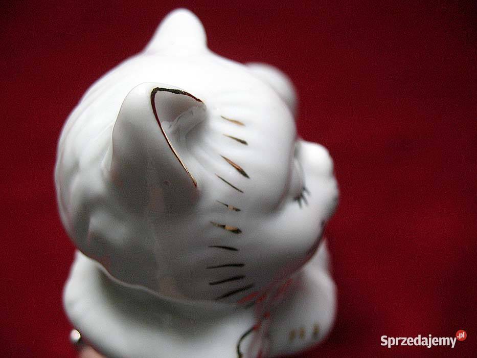 Kot kotek z kapeluszem figurka porcelana 8 x 15 Siedlce