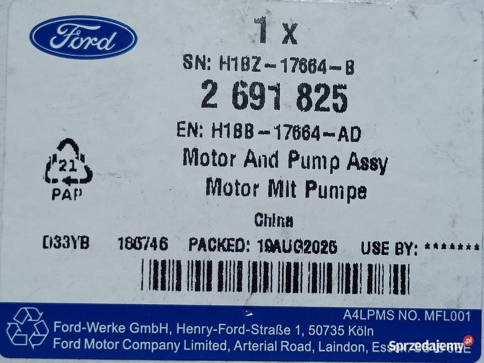 FORD FIESTA 17 PUMA 20 SILNICZEK SPRYSKIWACZA Pleszew