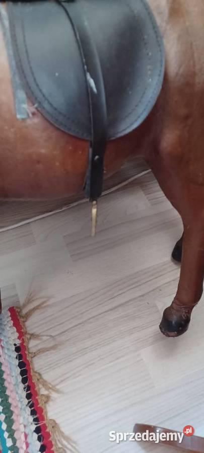 KOŃ ZE SKÓRY CIĘŻKI DAWNE CZASY PRLU JEDNA NOGA brązowy Poznań sprzedam