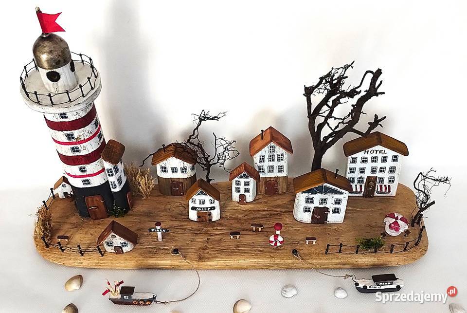 Dekoracja z drewna morskiego wspomnienie z wielokolorowy Wrocław