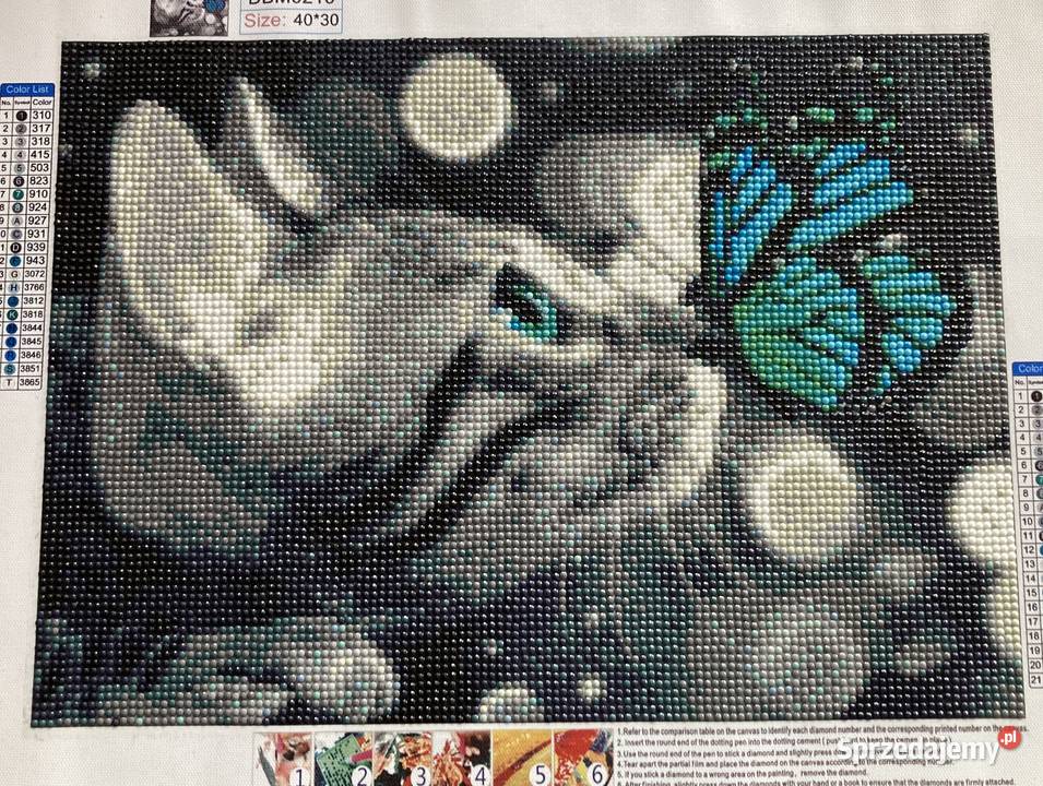Mozaika diamentowa Kot z motylem na nosie