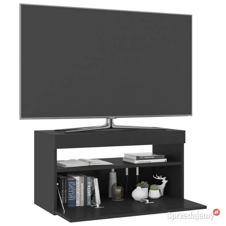 Szafka pod TV z oświetleniem LED czarna 75x35x40 RTV Warszawa