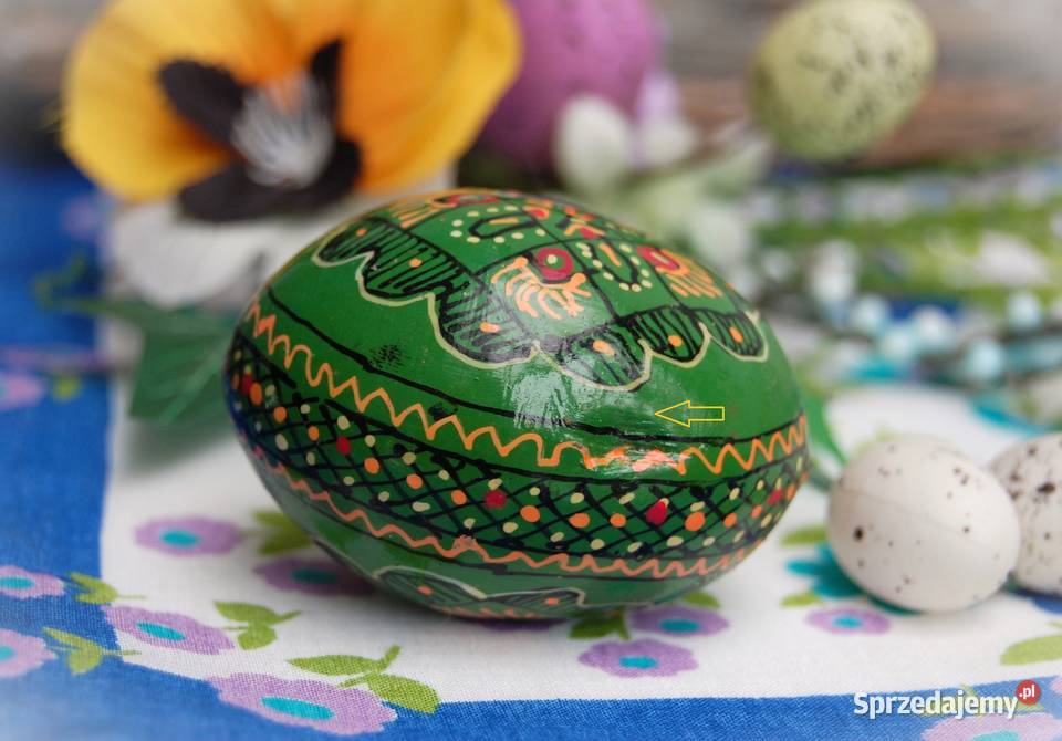 Stara pisanka drewniana ręcznie malowana Ukraina Lublin