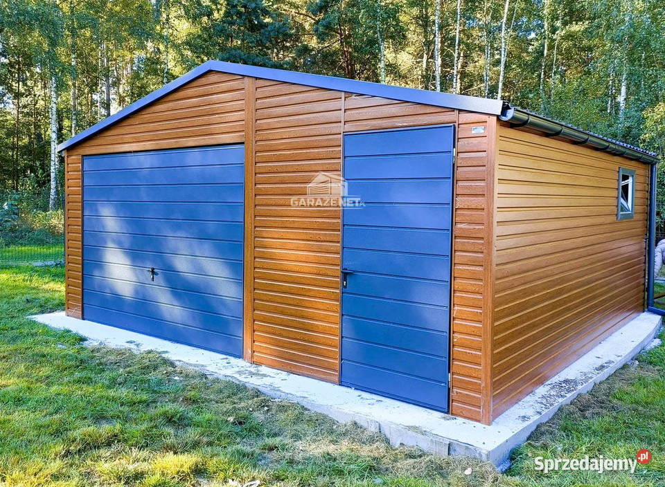 GARAŻ BLASZANY 5m x 6m DWUSPAD BRAMA DRZWI OKNO Łapanów