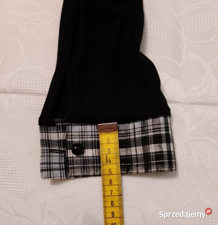 CZARNA bluzka z długimi rękawami i biało czarną z kołnierzykiem Oborniki