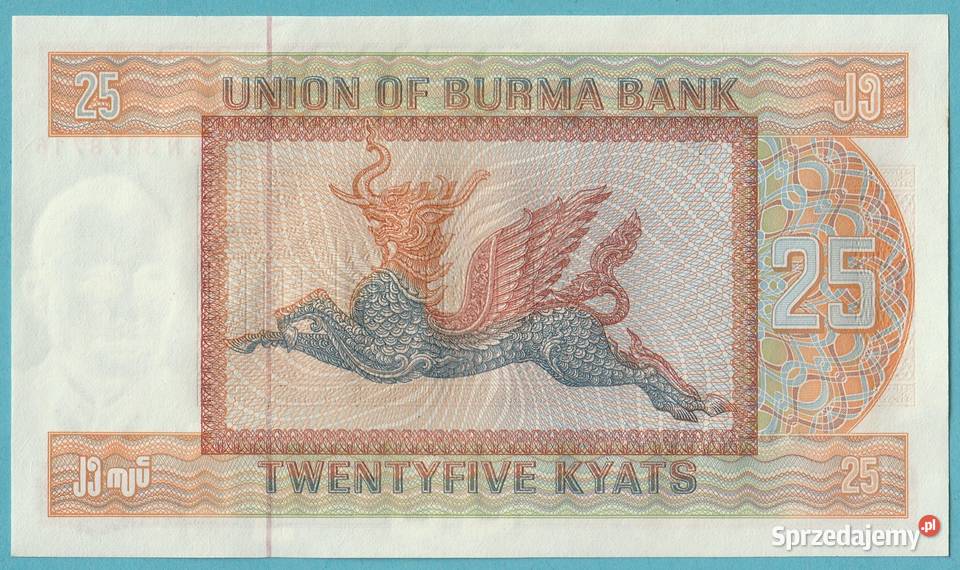 Birma 25 kyat 1972 stan bankowy UNC Łódź sprzedam