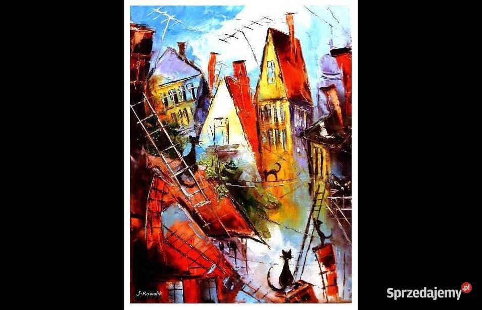 Kowalik Koty IV 50x40 obraz olejny Warszawa