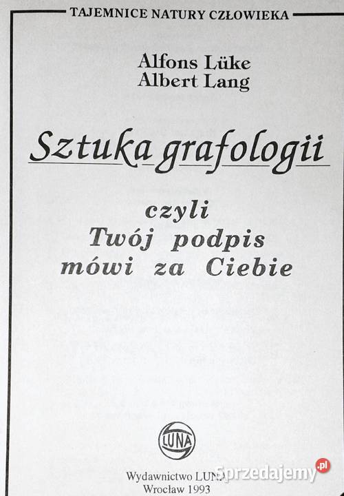 Sztuka grafologii Alfons Luke Albert Lang Pozostałe Chełm