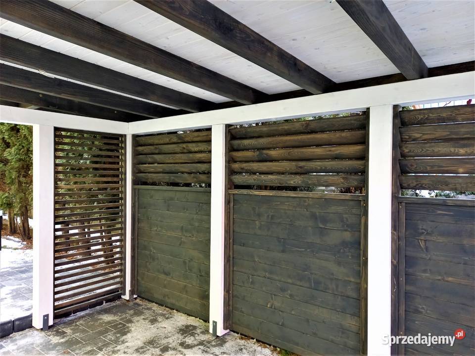NOWOCZESNA altana ogrodowa biała szara rolety Architektura ogrodowa Stopnica