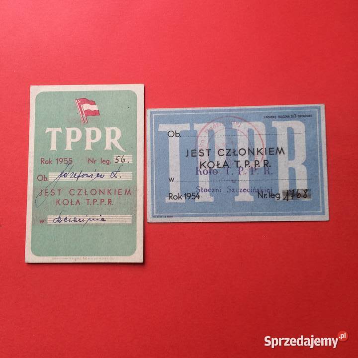 1917 Dwie Legitymacje TPPR Antykwariat Szczecin