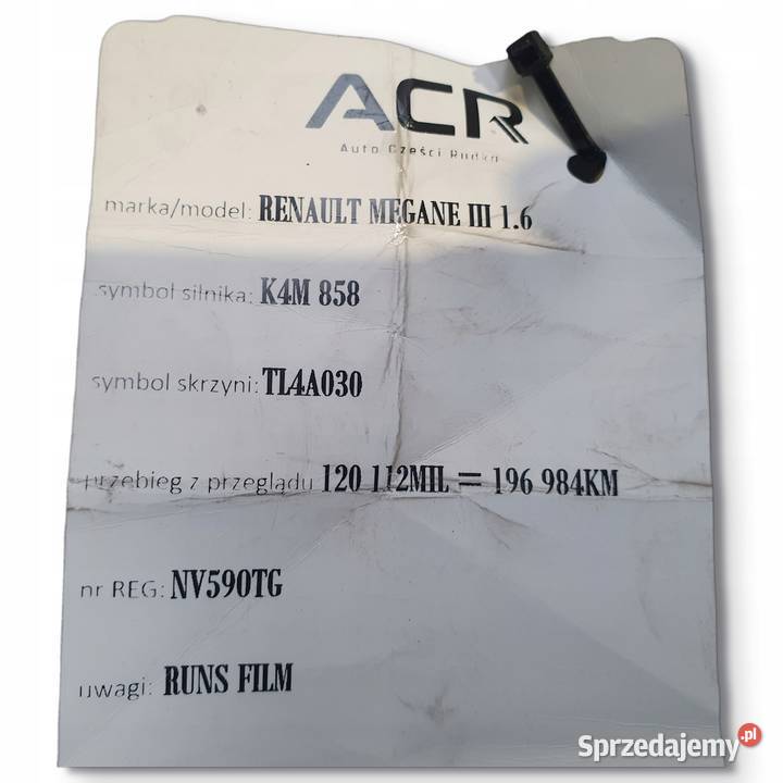 ROZRUSZNIK Renault Megane III 16 16V 8200665518 osobowe Chełm