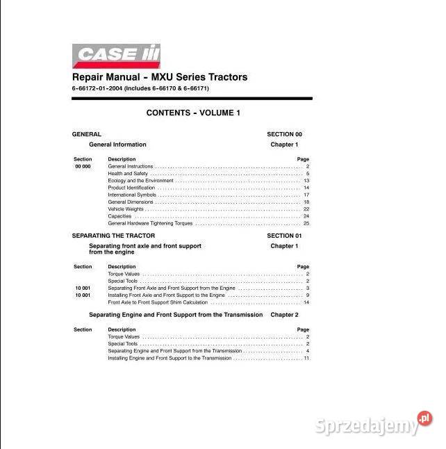 CASE MXU 100 110 115 125 130 135 instrukcja Kielce