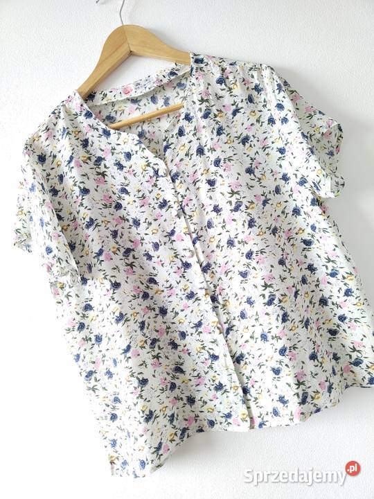Jedwabna bluzka w kwiaty Jedwab 100 Vintage Jasło