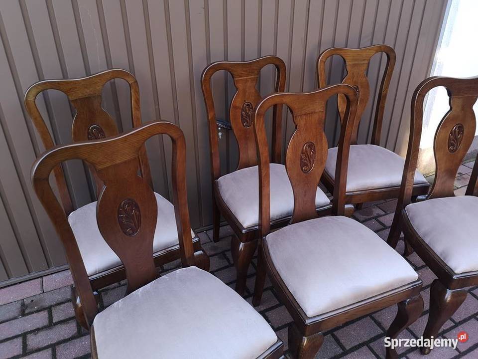 Krzesła Dębowe Stare Antyk Komplet 6 Sztuk W Meble wielkopolskie
