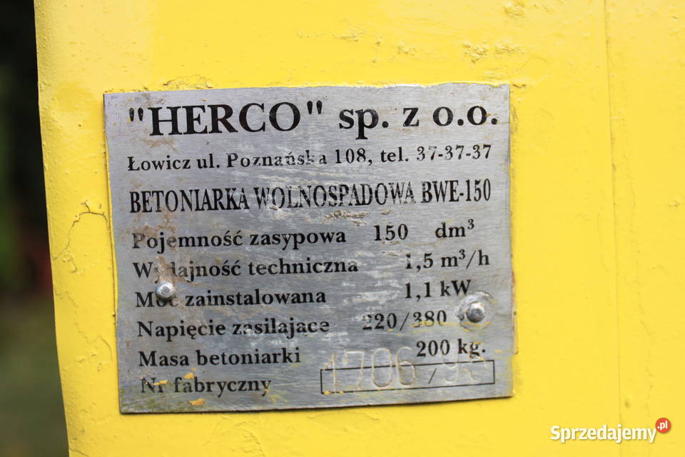 Betoniarka 150L HERCO Lublin