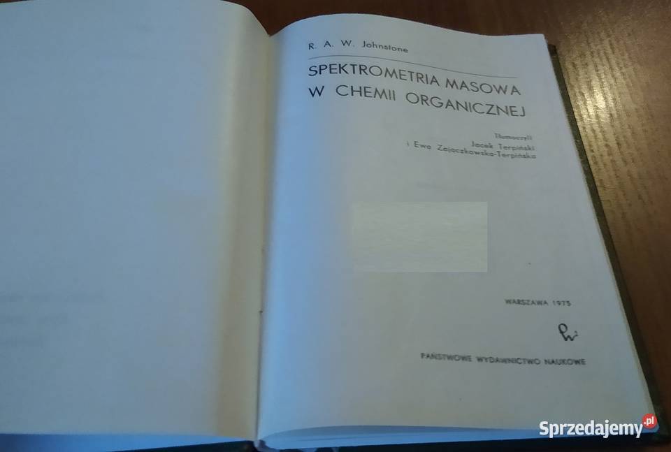 Spektrometria masowa w chemii organicznej twarda Rok wydania 1975 Gdańsk sprzedam