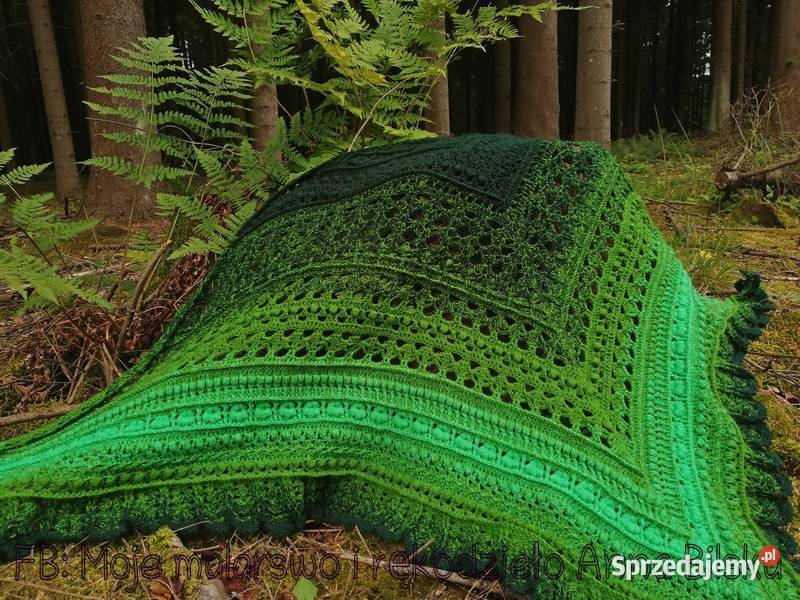 Chusta ombre w kolorach zieleni rękodzieło na Skarżysko-Kamienna