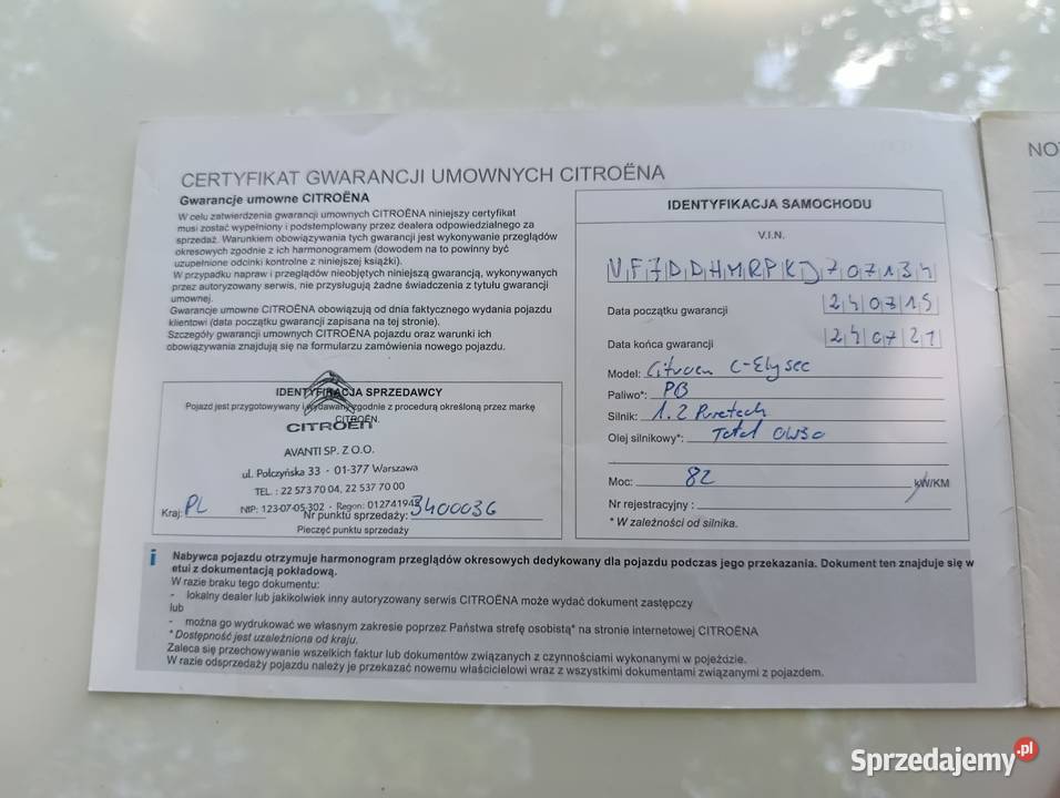 Citroen CElysee pierwszy właściciel nieuszkodzony Pruszków