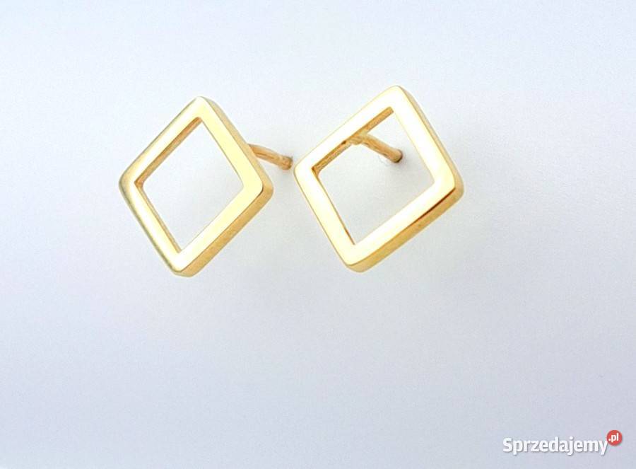 Kolczyki Złote pr585 Kwadraty sztyft Z142 Poznań