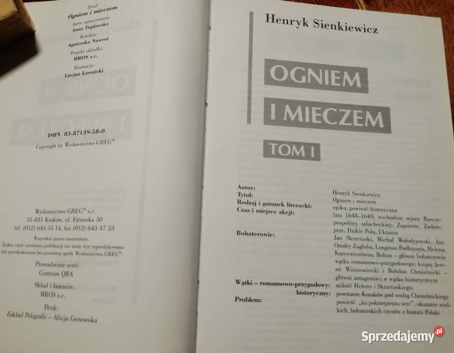 Ogniem i mieczem Książki i Podręczniki Kraków sprzedam