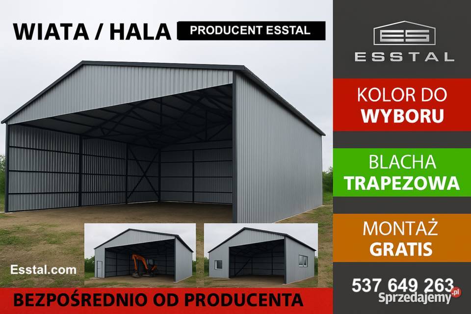 Duży Otwarty Garaż Blaszany Wita na MaszynyHala Lublin