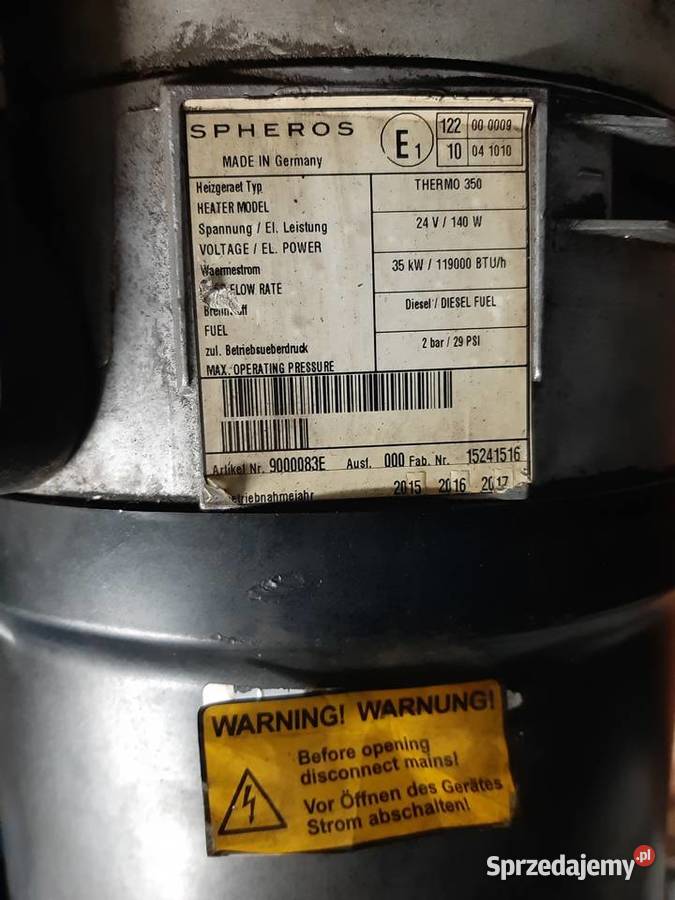 Piec ogrzewania Spheros Thermo 350 35kW 24V 140W Żukowo sprzedam