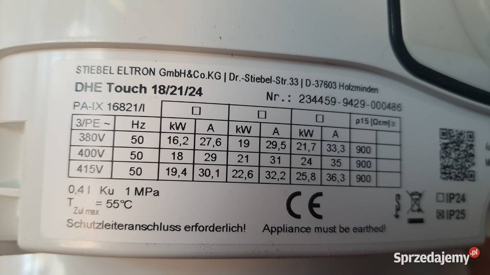 Przepływowy podgrzewacz wody Stiebel Eltron DHE Lublin sprzedam