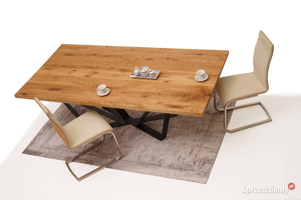 Rozkładany Stół Fornir Dębowy Noga Stal 160 x 90 Toruń sprzedam