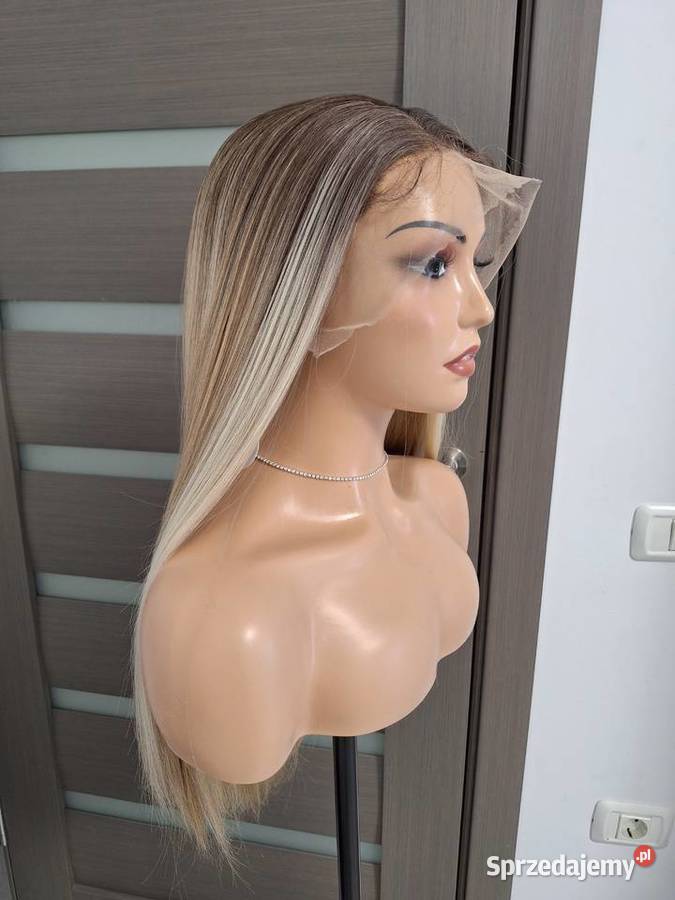 Peruka długa blond shatush z koronkową siateczką Malbork