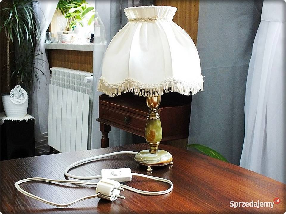 Stara Lampka nocna z onyksem połowa XX wieku Żary