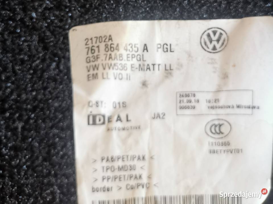 Welurowe dywaniki Vw Touareg III 2018 Wołczyn