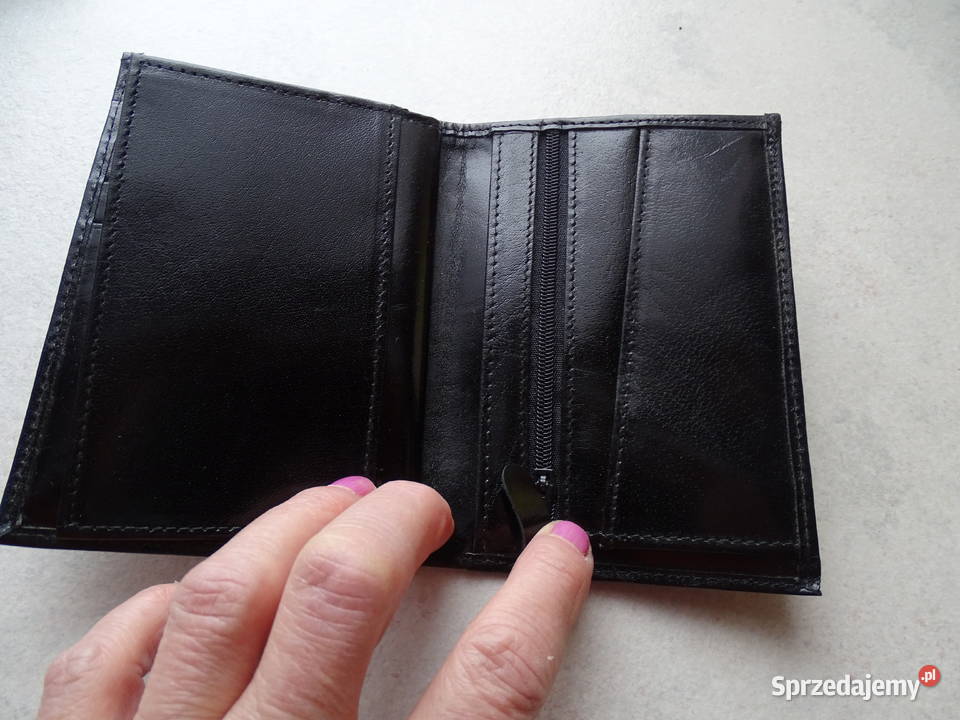 Skórzany lakierowany nowoczesny męski portfel Różan