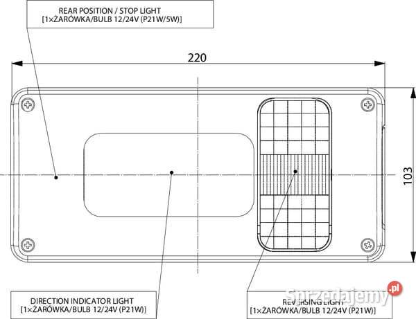 Lampa tylna zespolona lewa prostokątna LA45015 Oświetlenie Kamionna