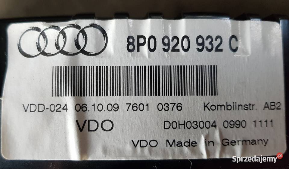 Licznik Zegary EUROPA AUDI A3 8P Lift osobowe
