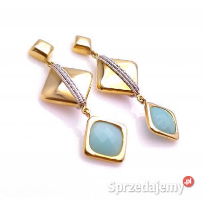 ZŁOTE kolczyki pr585 naturalny awenturyn NOWE złote Poznań