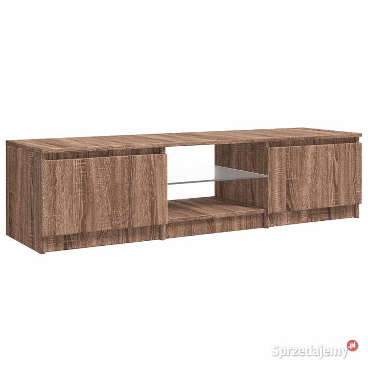 Szafka pod TV z LED brązowy dąb 140 x 40 x 355 Warszawa