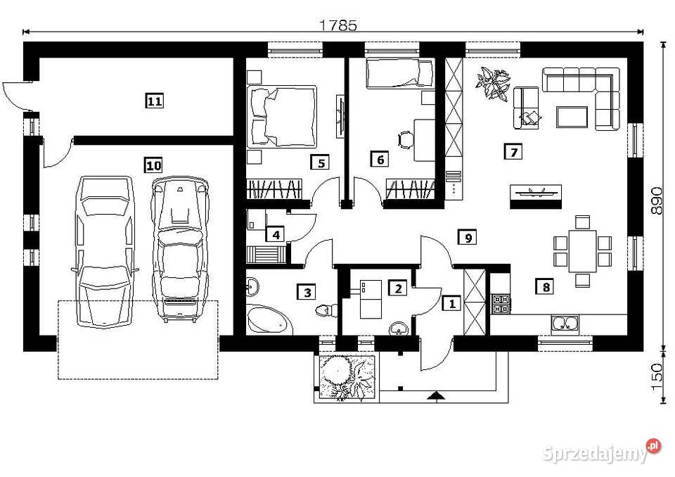PROJEKT PROSTEGO PARTEROWEGO DOMU B655 PROJEKT Kraków sprzedam