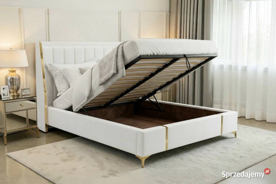 VERO 160x200 łóżko z pojemnikiem stelażem białe
