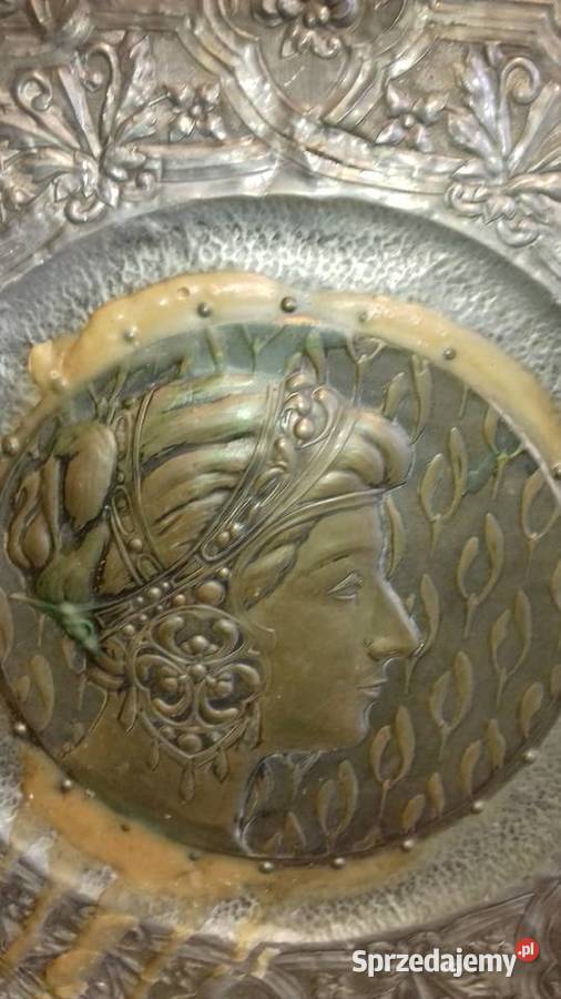 Tondo obraz secesja mosiądz cyna około 1900