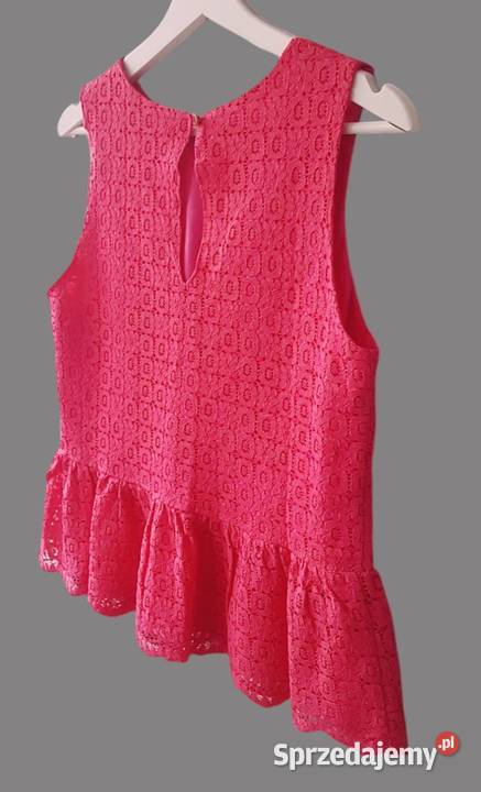 Damska elegancka bluzka koronkowa różowa bez
