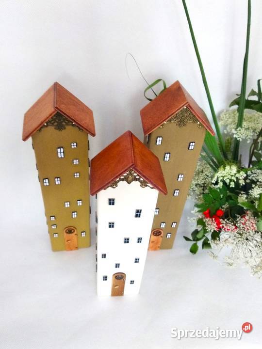 Dekoracyjne domki drewniane pastelowa uliczka Wrocław