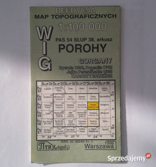 Mapa WIG Porohy Gorgany Karpaty Brzeżne 1:100 000