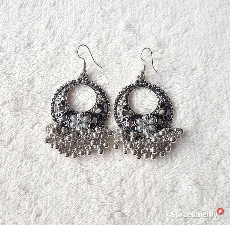 Orientalne kolczyki boho koła srebrny kolor Kolczyki Szczecin