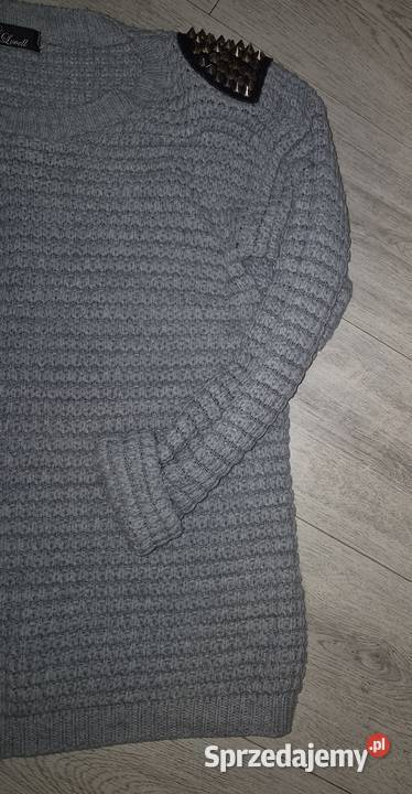 Sweter damski popielaty ćwieki 38M szary/srebrny Łódź