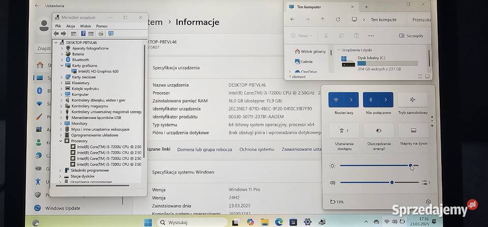 Lenovo Led13 HD620 Win11pro USBC Ram16 256NVMe Laptopy i netbooki Latoszyn