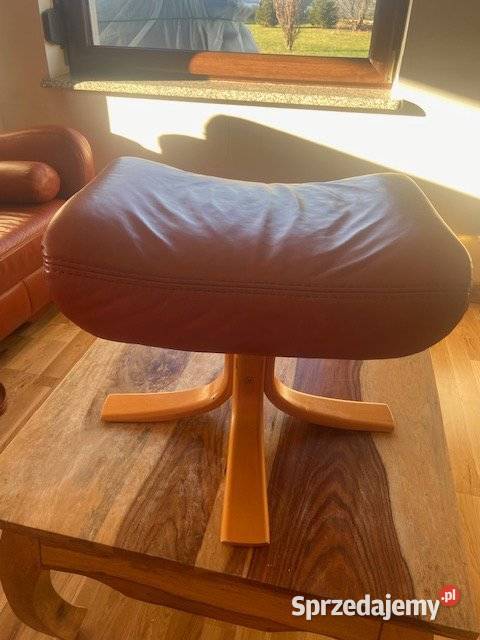 Skórzany narożnik z funkcją spania podnóżek 145cm Legnica sprzedam