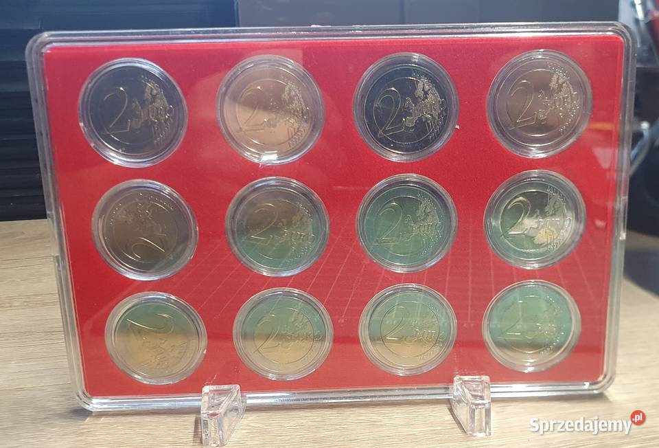 Monety 2 euro Grecja plus etuii do ekspozycji Wałbrzych sprzedam